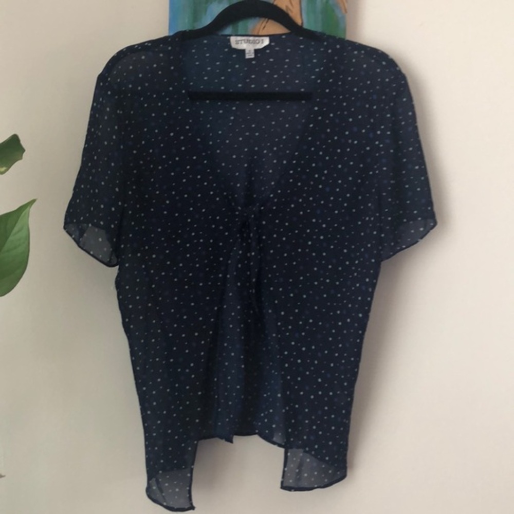 Chiffon tie front short sleeve cardigan